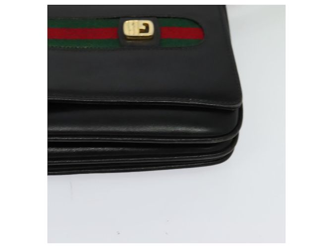 Borsa a spalla in pelle nera e oro della linea Sherry di GUCCI Auth ep9327 Nero D'oro - vista 15