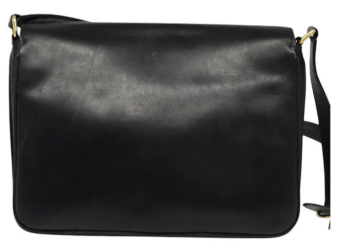 Borsa a spalla in pelle nera e oro della linea Sherry di GUCCI Auth ep9327 Nero D'oro - vista 2