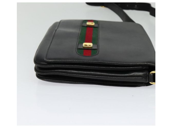 Borsa a spalla in pelle nera e oro della linea Sherry di GUCCI Auth ep9327 Nero D'oro - vista 4
