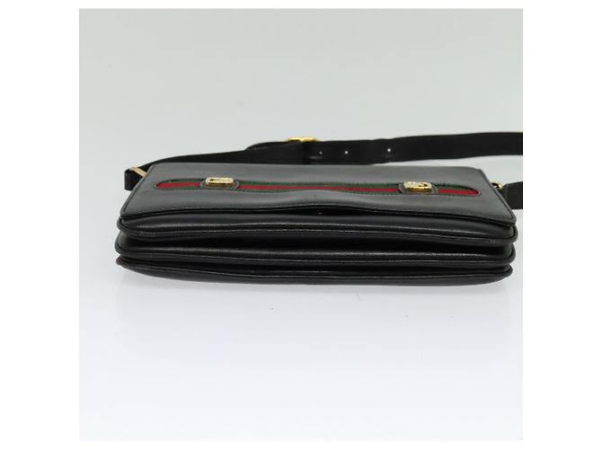 Borsa a spalla in pelle nera e oro della linea Sherry di GUCCI Auth ep9327 Nero D'oro - vista 5