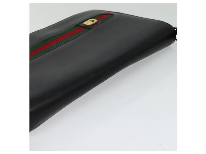 Borsa a spalla in pelle nera e oro della linea Sherry di GUCCI Auth ep9327 Nero D'oro - vista 6