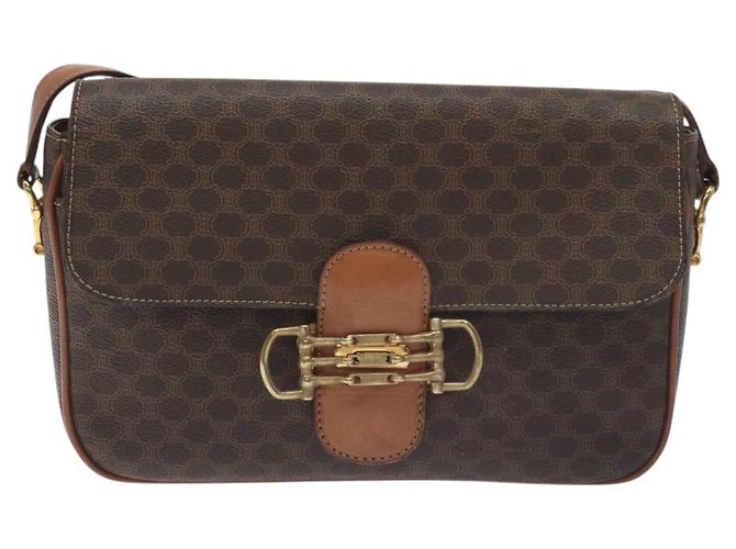 Céline CELINE Macadam Canvas Schultertasche aus PVC-Leder Braun Gold Auth 128760 Golden - Ansicht 13