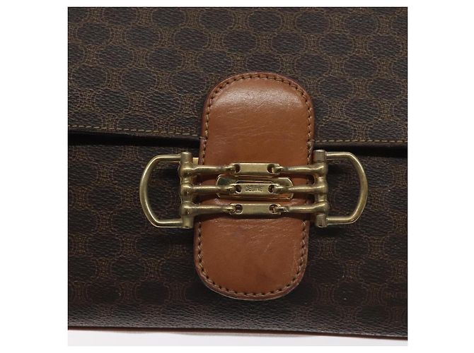 Céline CELINE Macadam Canvas Schultertasche aus PVC-Leder Braun Gold Auth 128760 Golden - Ansicht 17