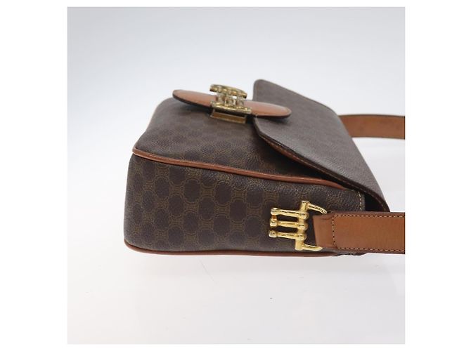 Céline CELINE Macadam Canvas Schultertasche aus PVC-Leder Braun Gold Auth 128760 Golden - Ansicht 3