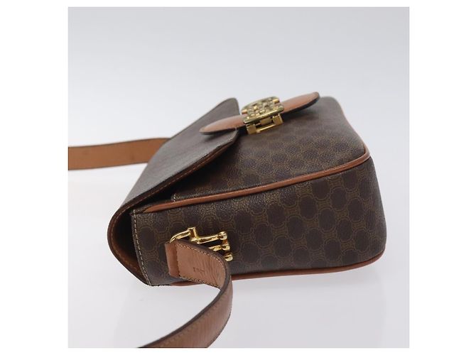 Céline CELINE Macadam Canvas Schultertasche aus PVC-Leder Braun Gold Auth 128760 Golden - Ansicht 4