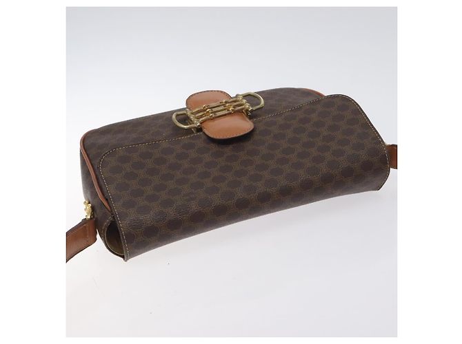 Céline CELINE Macadam Canvas Schultertasche aus PVC-Leder Braun Gold Auth 128760 Golden - Ansicht 6