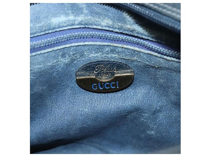 Borsa a Spalla GUCCI GG Plus Supreme PVC Blu Navy Oro Auth BA3799 D'oro - vista 10