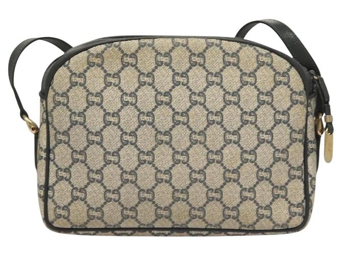 Borsa a Spalla GUCCI GG Plus Supreme PVC Blu Navy Oro Auth BA3799 D'oro - vista 2