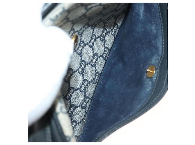 Borsa a Spalla GUCCI GG Plus Supreme PVC Blu Navy Oro Auth BA3799 D'oro - vista 22