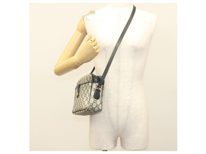 Borsa a Spalla GUCCI GG Plus Supreme PVC Blu Navy Oro Auth BA3799 D'oro - vista 23