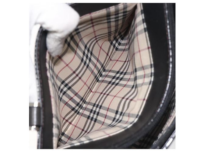 Borsa a mano in pelle nera e argento autentica BURBERRY ep9535 Nero - vista 12