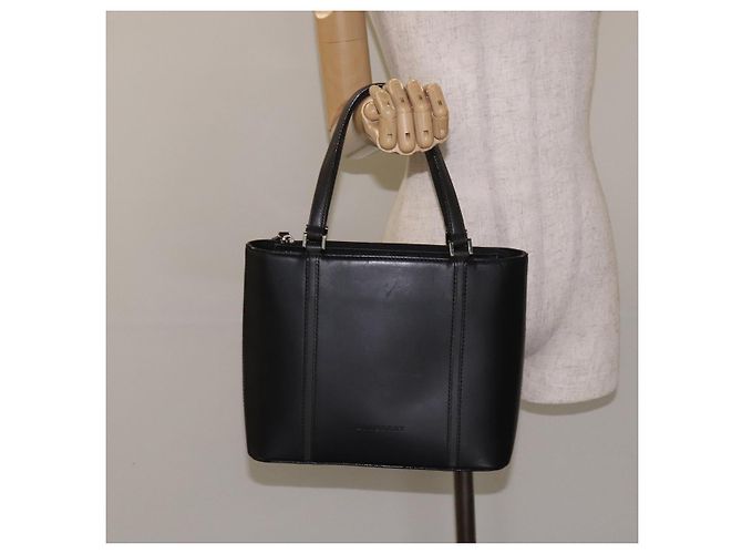 Borsa a mano in pelle nera e argento autentica BURBERRY ep9535 Nero - vista 20