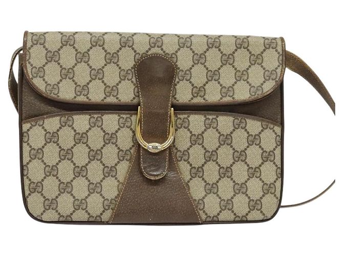 Gucci Sac à bandoulière GG Supreme en PVC beige et or Auth th6212 Doré - vue 13