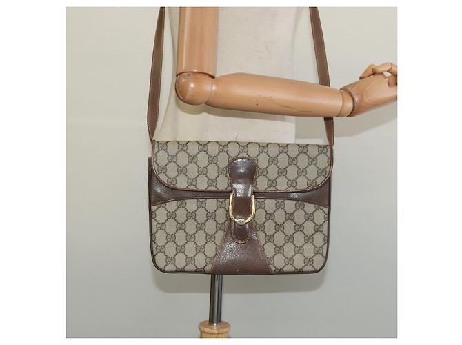 Gucci Sac à bandoulière GG Supreme en PVC beige et or Auth th6212 Doré - vue 21