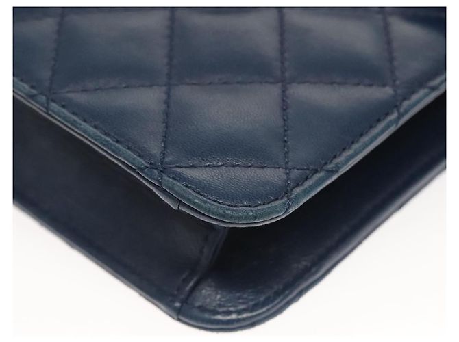 Borsa a Spalla CHANEL in Pelle di Agnello Blu CC Auth BA3679 - vista 15