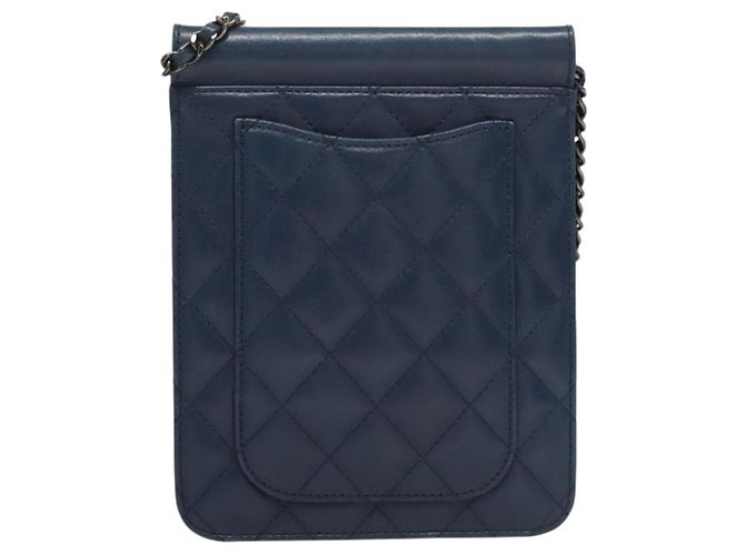 Borsa a Spalla CHANEL in Pelle di Agnello Blu CC Auth BA3679 - vista 2