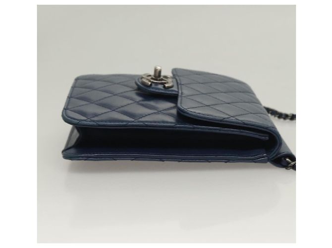 Borsa a Spalla CHANEL in Pelle di Agnello Blu CC Auth BA3679 - vista 3