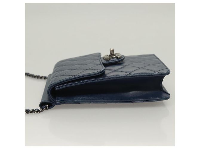 Borsa a Spalla CHANEL in Pelle di Agnello Blu CC Auth BA3679 - vista 4