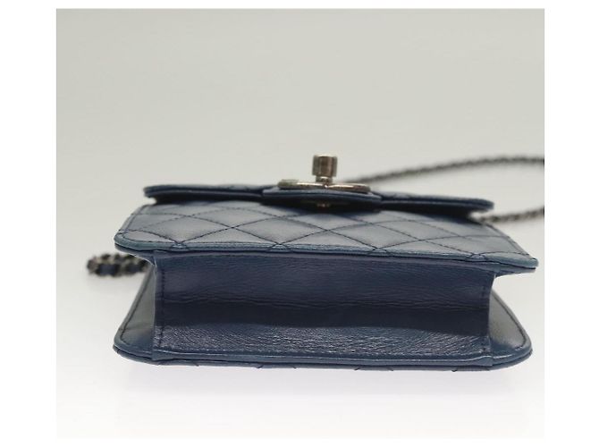 Borsa a Spalla CHANEL in Pelle di Agnello Blu CC Auth BA3679 - vista 5