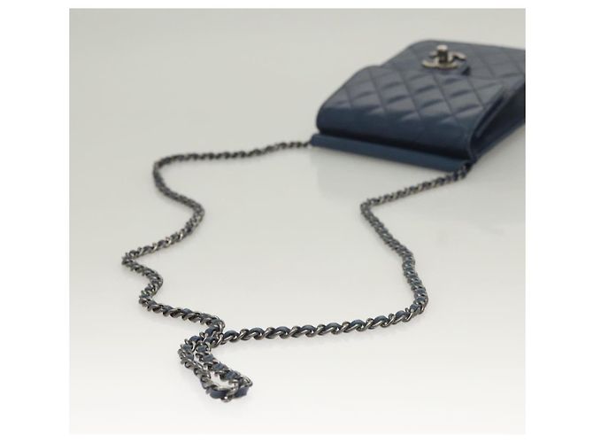 Borsa a Spalla CHANEL in Pelle di Agnello Blu CC Auth BA3679 - vista 7