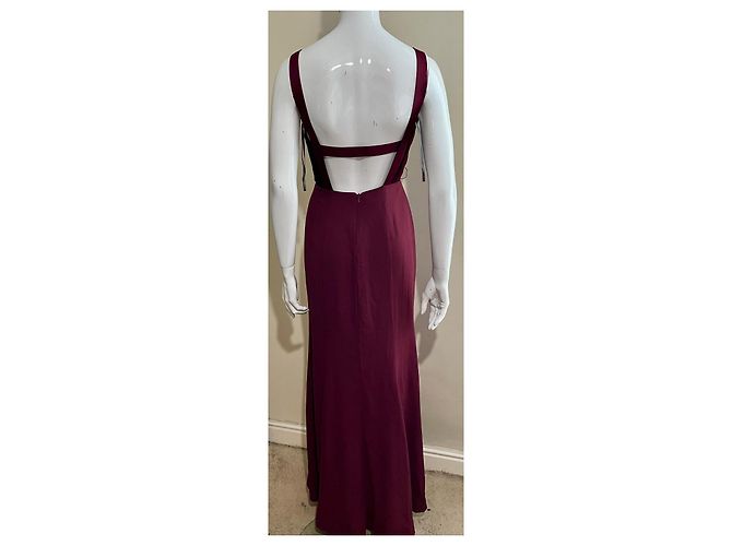 Vera Wang Vestido de noche burdeos con corsé de terciopelo y espalda descubierta - vista 2