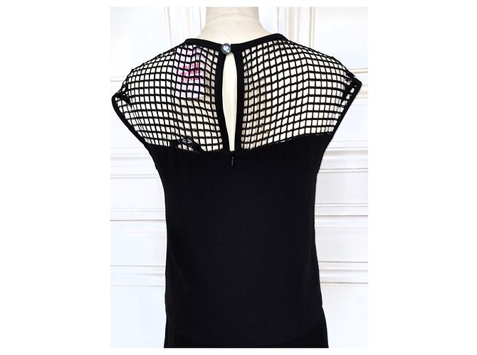 Karl Lagerfeld Schwarzes Karo Viscose Kleid - Ansicht 13