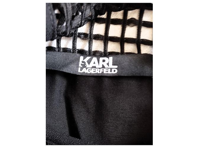 Karl Lagerfeld Schwarzes Karo Viscose Kleid - Ansicht 19