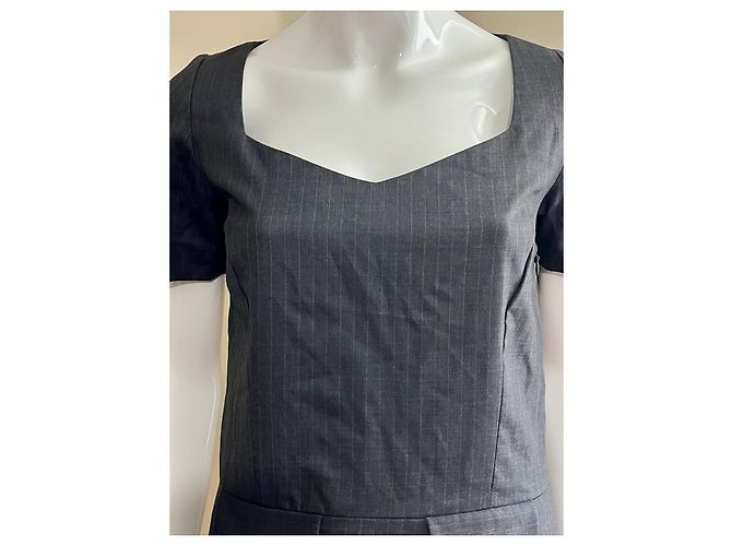 Joseph Vestido lápiz de lana a rayas "Estilo Ciudad" Gris - vista 2