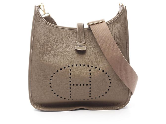 Hermès Evelyne 3 Trois GM Shoulder Bag Brown Taupe Leather ref.2362368 ...