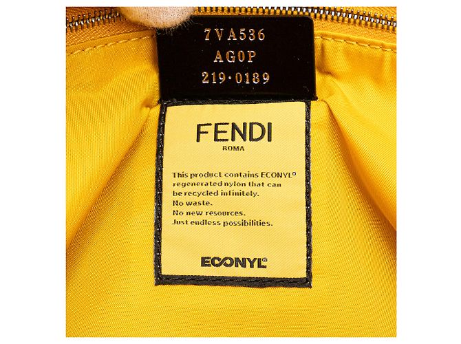 Borsa Baguette grande in nylon Econyl giallo Fendi - vista 6