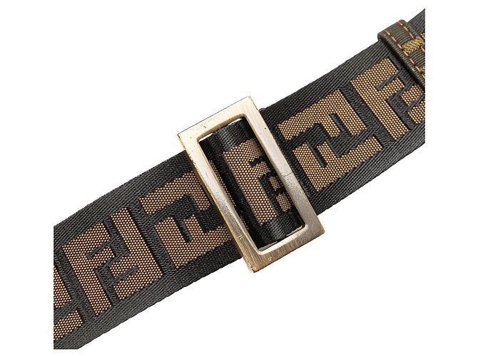 Borsa a tracolla in tela Zucca marrone con skull Fendi - vista 10