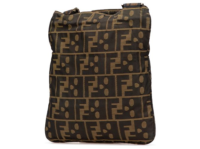 Borsa a tracolla in tela Zucca marrone con skull Fendi - vista 2