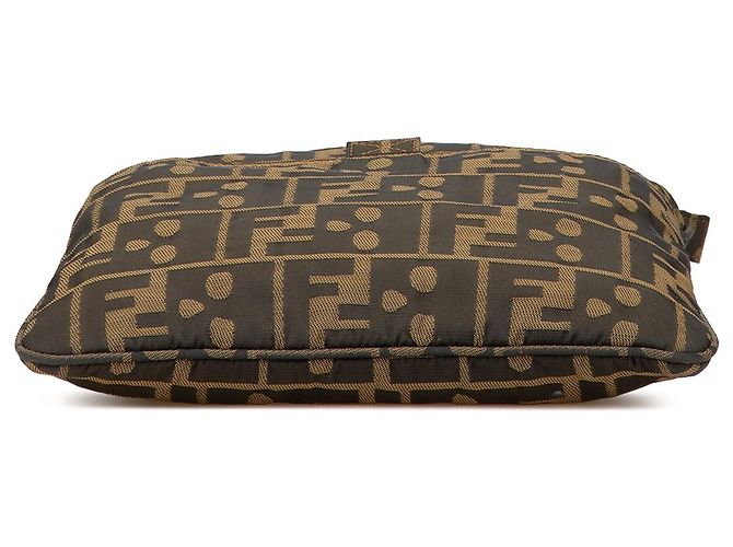 Borsa a tracolla in tela Zucca marrone con skull Fendi - vista 3