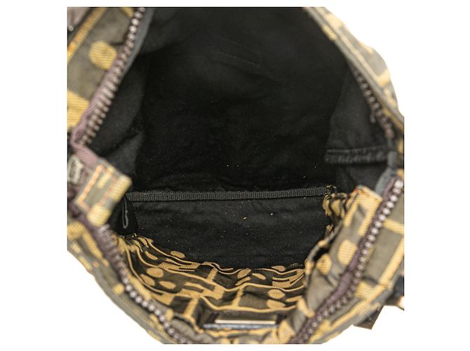 Borsa a tracolla in tela Zucca marrone con skull Fendi - vista 4