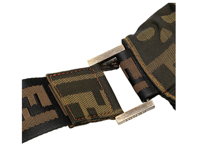 Borsa a tracolla in tela Zucca marrone con skull Fendi - vista 9