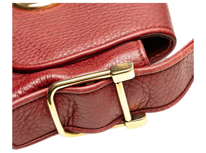 Borsa a Spalla in Pelle Rossa Gucci 1973 Rosso Bordò - vista 10