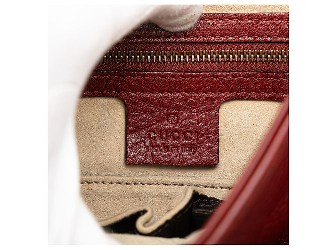 Borsa a Spalla in Pelle Rossa Gucci 1973 Rosso Bordò - vista 5