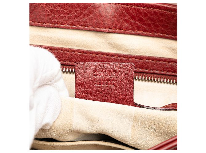 Borsa a Spalla in Pelle Rossa Gucci 1973 Rosso Bordò - vista 6