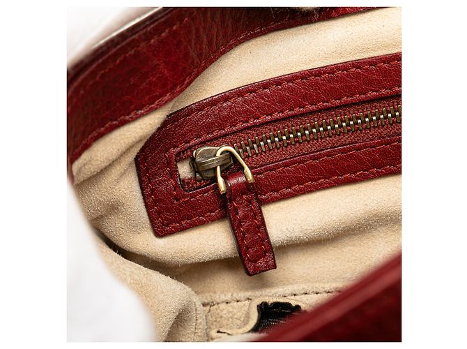 Borsa a Spalla in Pelle Rossa Gucci 1973 Rosso Bordò - vista 9