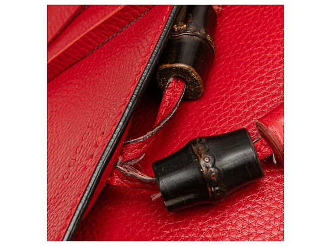 Gucci Rosso Medio Pelle Bamboo Daily Crossbody - vista 11
