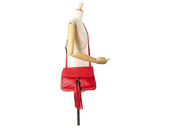 Gucci Rosso Medio Pelle Bamboo Daily Crossbody - vista 14