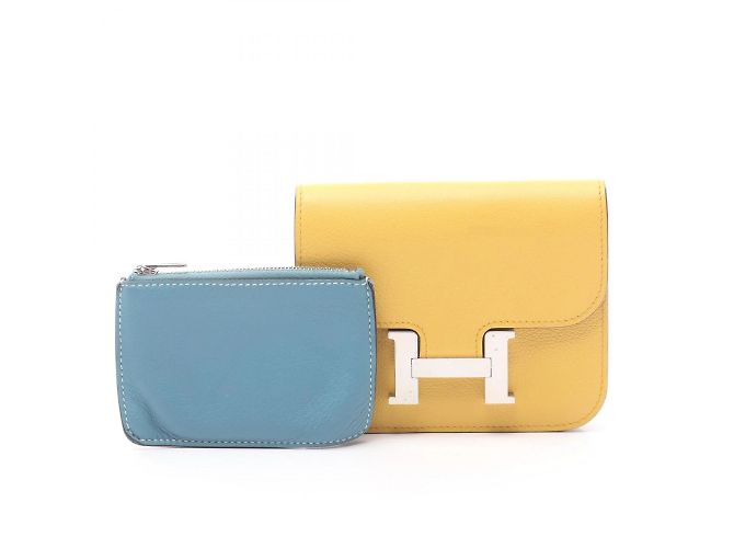 Hermès Billetera Bifold Slim Constance Hermes Azul Amarillo - vista 6