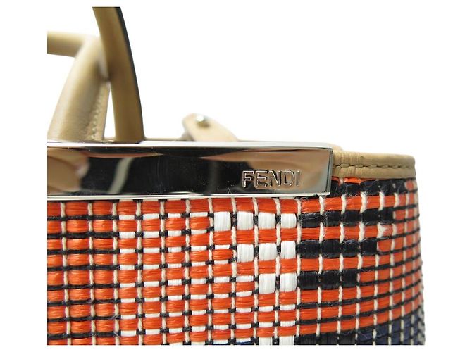 FENDI CABAS 2 JOURS 8BH250 REGULÄR IN RAPHIA GEWEBTE HANDTASCHE - Ansicht 7
