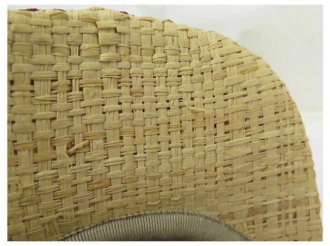 CAPPELLO DA BASEBALL GUCCI IN RAFFIA CON LOGO GG BEIGE E BORDEAUX - vista 13