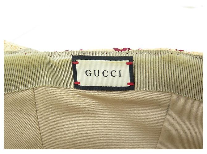 CAPPELLO DA BASEBALL GUCCI IN RAFFIA CON LOGO GG BEIGE E BORDEAUX - vista 6