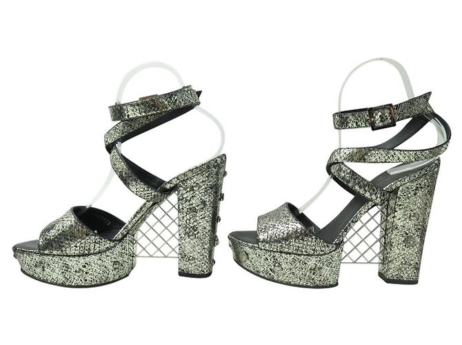 SCARPE CHANEL G25978 LUCKY CHARMS LOGO CC CAMELIA CLOVER 38.5 SANDALI - vista 2