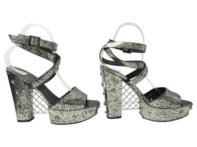 SCARPE CHANEL G25978 LUCKY CHARMS LOGO CC CAMELIA CLOVER 38.5 SANDALI - vista 3