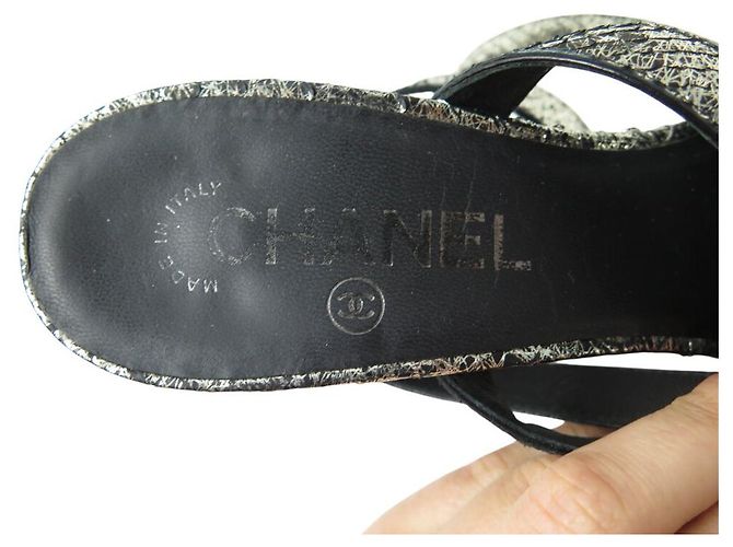 SCARPE CHANEL G25978 LUCKY CHARMS LOGO CC CAMELIA CLOVER 38.5 SANDALI - vista 8