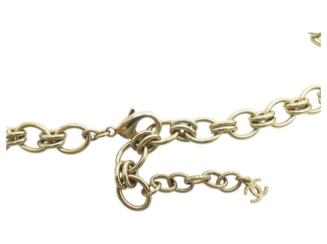 NUOVO COLLANA CHANEL PENDENTE LOGO CC STRASS MULTICOLOR ORO D'oro - vista 5