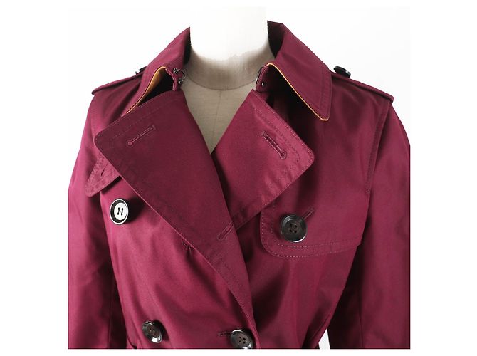 Trench Coat de Couro Coach Vermelho Vinho XS Feminino - vista 2